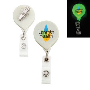 Glow in the Dark Jumbo Round Retractable Badgeholder, Alligator Clip - DE3120