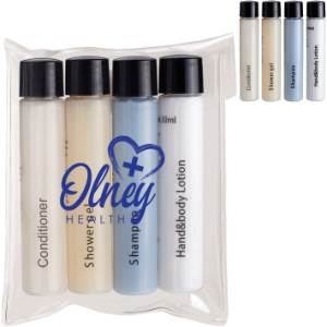 Travel Amenities Kit with Shampoo, Conditioner, Shower Gel and Lotion - HT2630