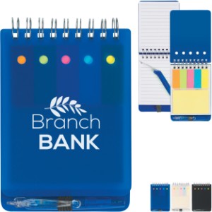 Spiral Jotter w/ Sticky Notes, Flags & Pen, 3-1/2" x 5-1/4" - HT3339