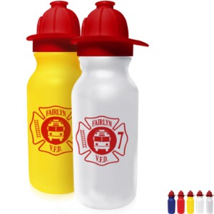 Fireman Helmet Sport Bottle w/Push 'n Pull Cap, 20oz. - AK4333