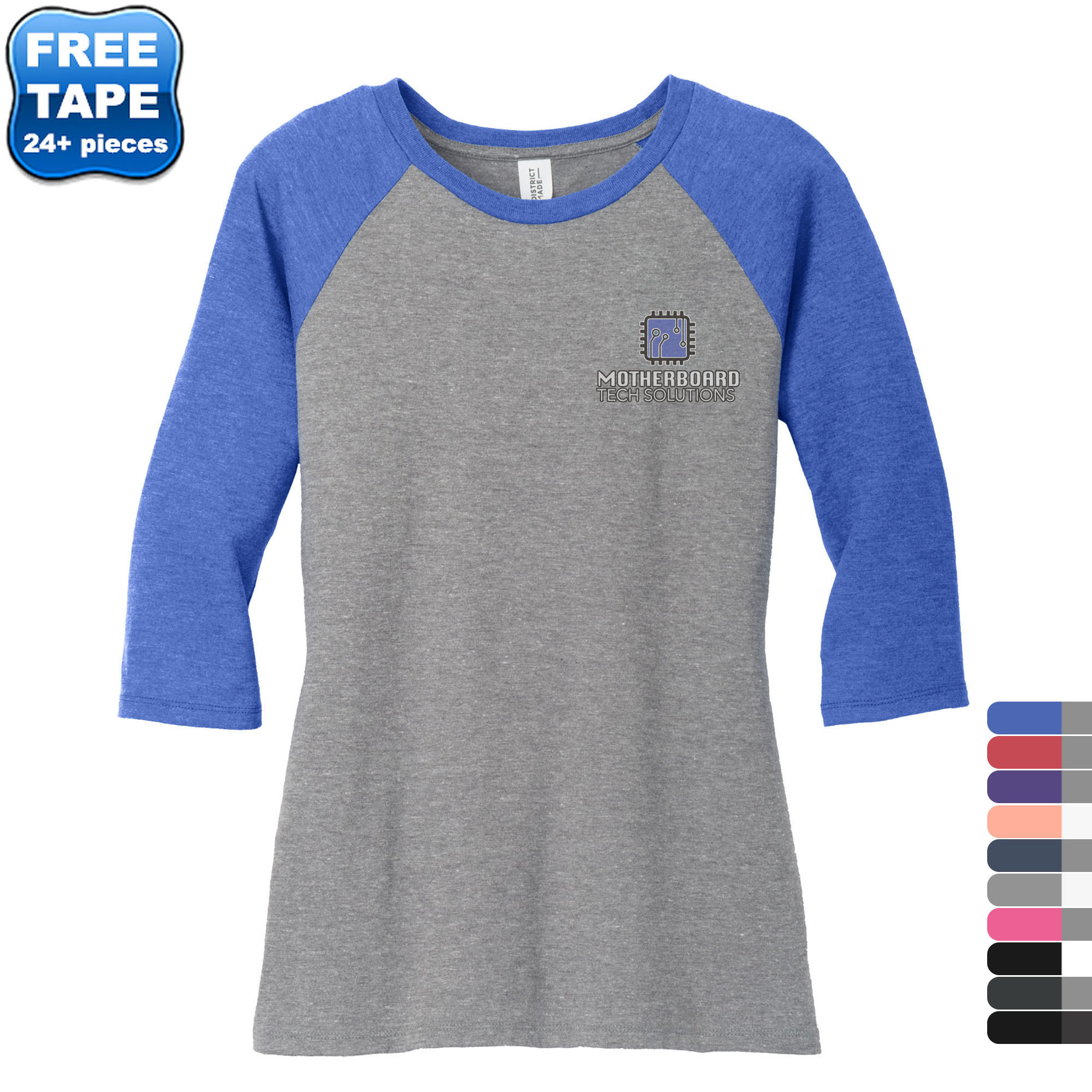 Product Photo 1 District Made® Perfect Tri™ Ladies' 3/4-Sleeve Raglan