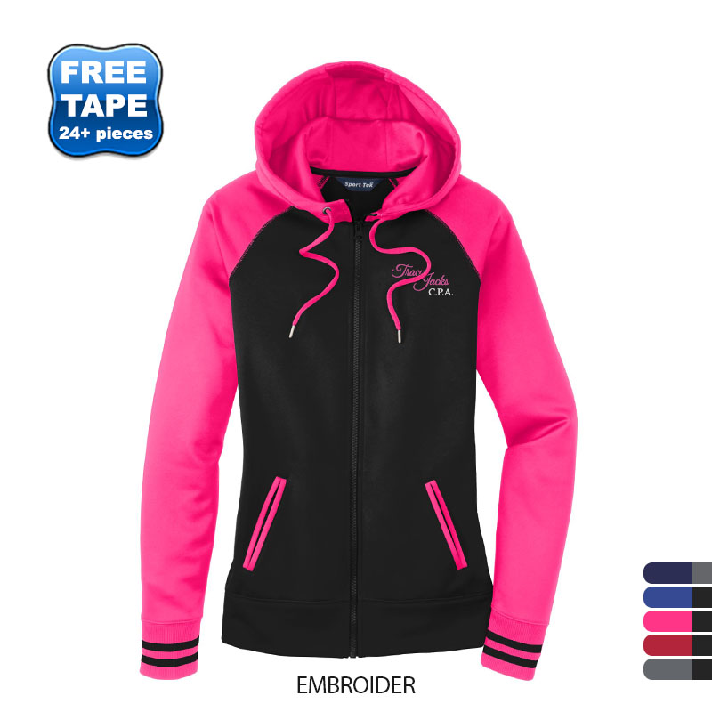 Product Photo 1 Sport-Tek® Sport-Wick® Varsity Fleece Ladies' Full-Zip Hoodie