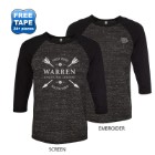 Photo 1 Bella + Canvas® Marbled Unisex Baseball 3/4-Sleeve Tee