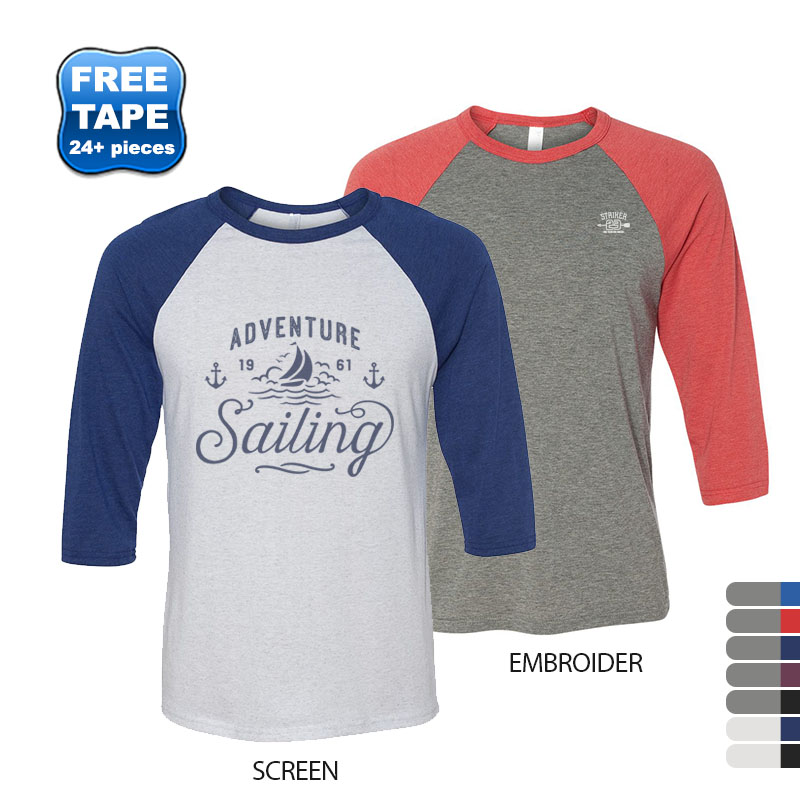 Product Photo 1 Bella + Canvas® Triblend Unisex Baseball 3/4-Sleeve Tee