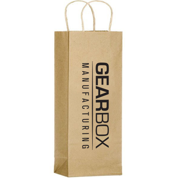 Product Photo 1 Natural Kraft Paper Wine Tote, 5-1/2" x 12-1/2"