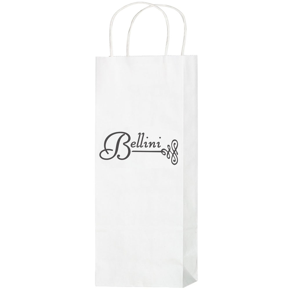 Product Photo 1 White Kraft Paper Wine Tote, 5-1/2" x 12-1/2"