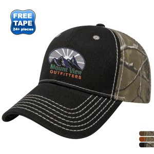 Heavy Contrast Stitch Chino Constructed Cap with Realtree® Camo Back - CA5450