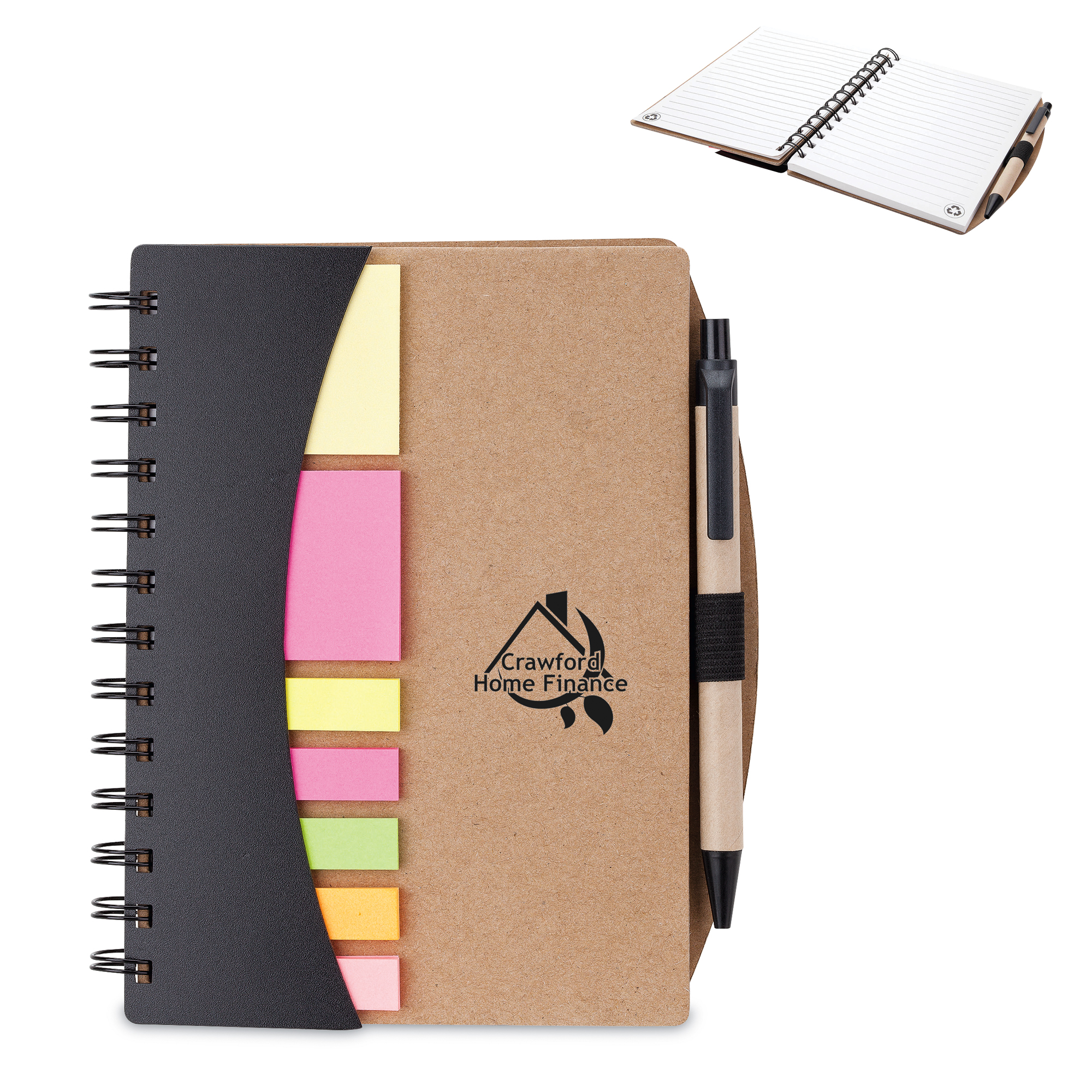 Product Photo 1 Mini Journal w/ Pen, Flags & Sticky Notes, 6" x 7"