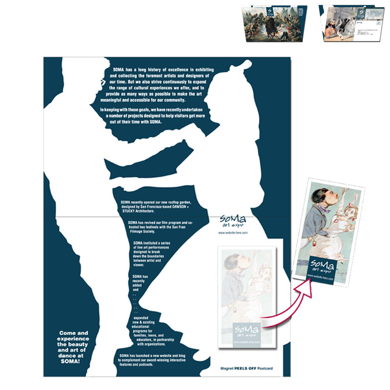 Product Photo 1 Folded Paper Postcard with Peel-Off Business Card Magnet, 8-1/2" x 5-1/2"