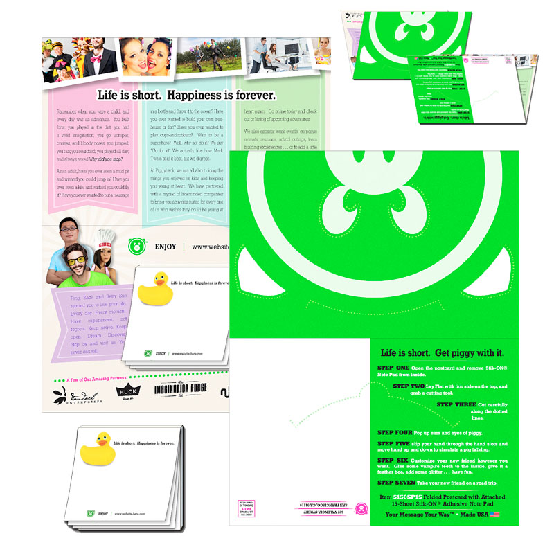 Product Photo 1 Folded Paper Postcard with Attached Adhesive Notepad, 8-1/2" x 5-1/2"