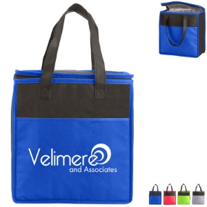 Two-Tone Flat Top Insulated Non-Woven Grocery Tote - JE1950