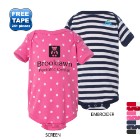 Photo 2 Rabbit Skins® Dots & Stripes Ringspun Cotton Lap Shoulder Infant Creeper