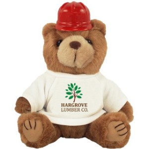 Construction Plush Bear, 8" w/ Full Color Imprint - YT1085