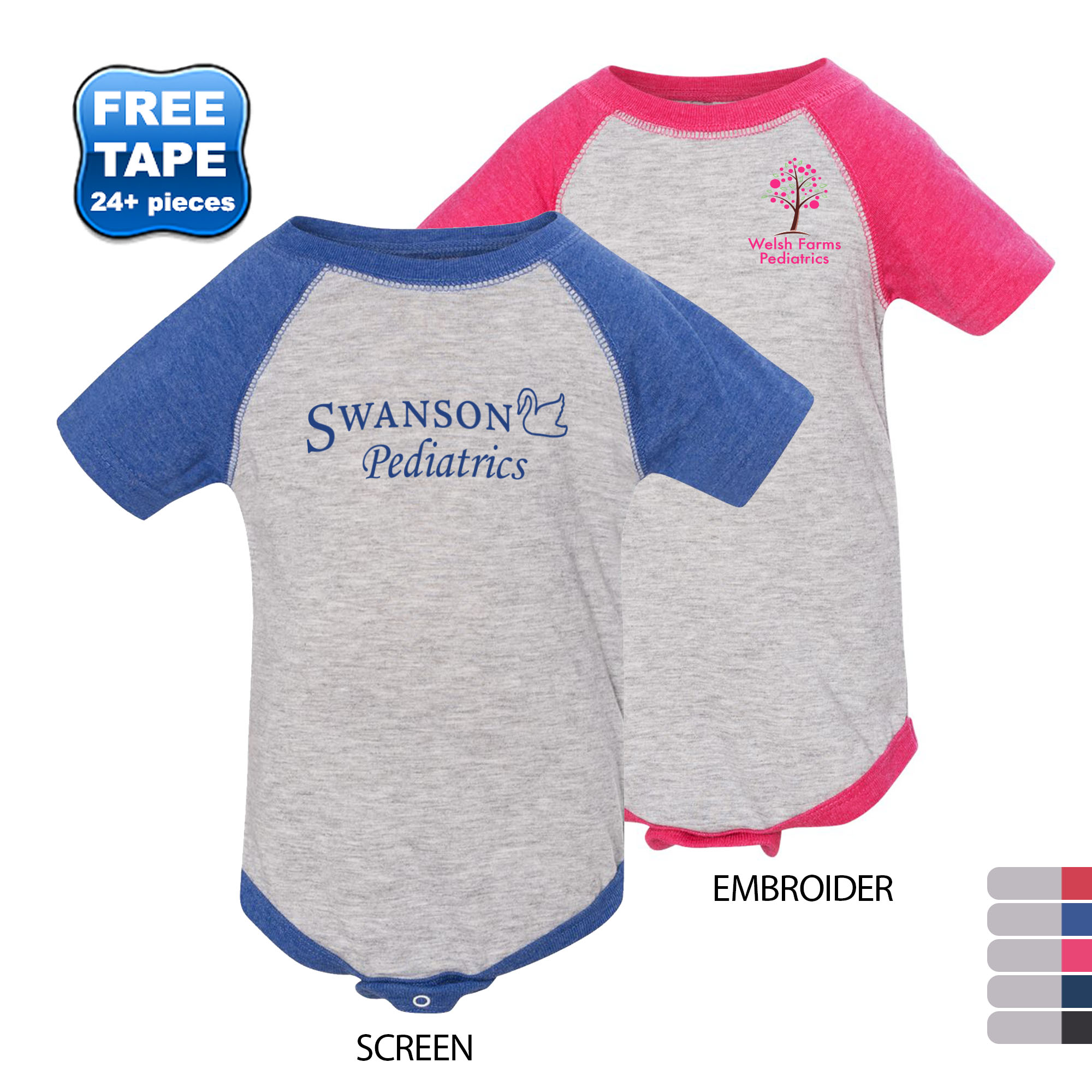 Product Photo 1 Rabbit Skins® Fine Jersey Three-Quarter Sleeve Baseball Infant Bodysuit