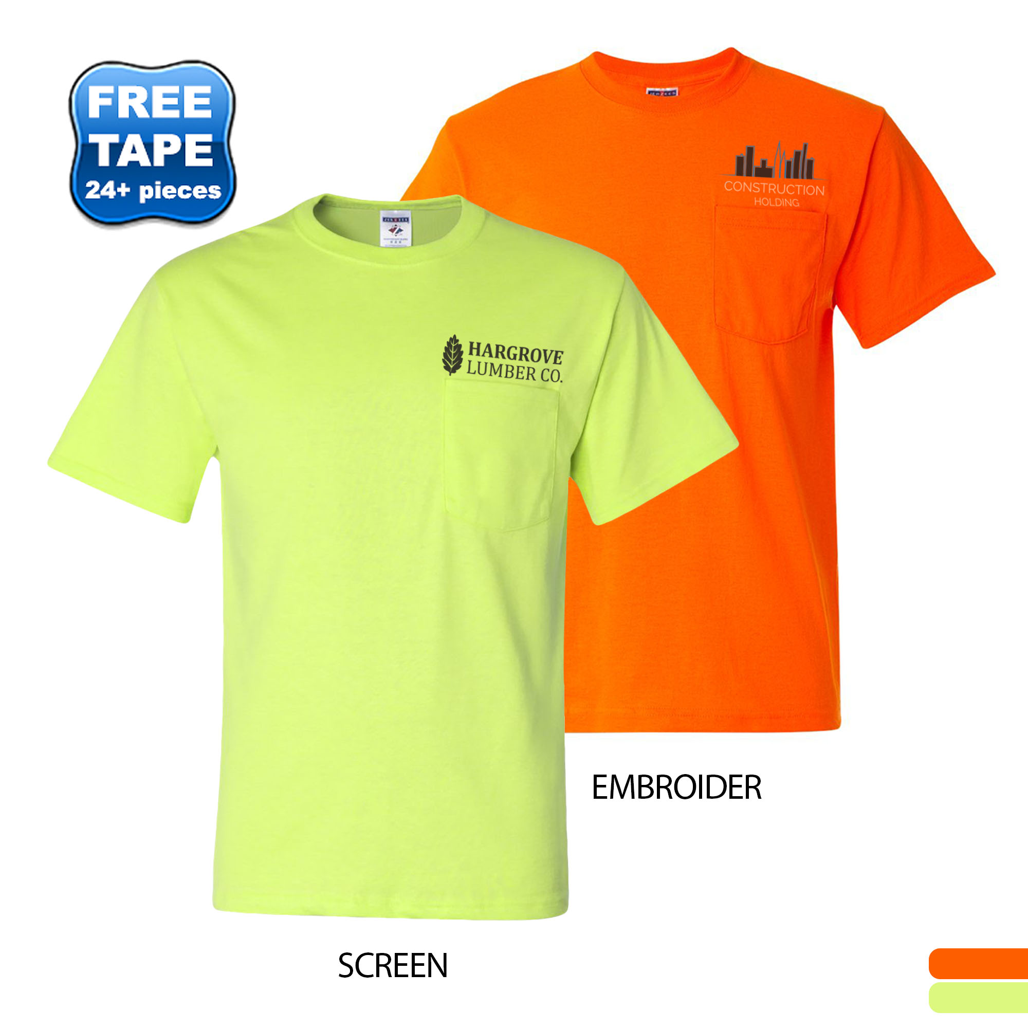 Product Photo 1 JERZEES® Dri-Power® Active 50/50 Men's Performance Pocket Tee, Safety Colors