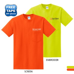 Gildan® Ultra Cotton™ 50/50 Men's Pocket Tee, Safety Colors - WJ2356