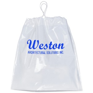 Cotton Drawstring Plastic Bag with Gusset, 16" x 18" - BA2127