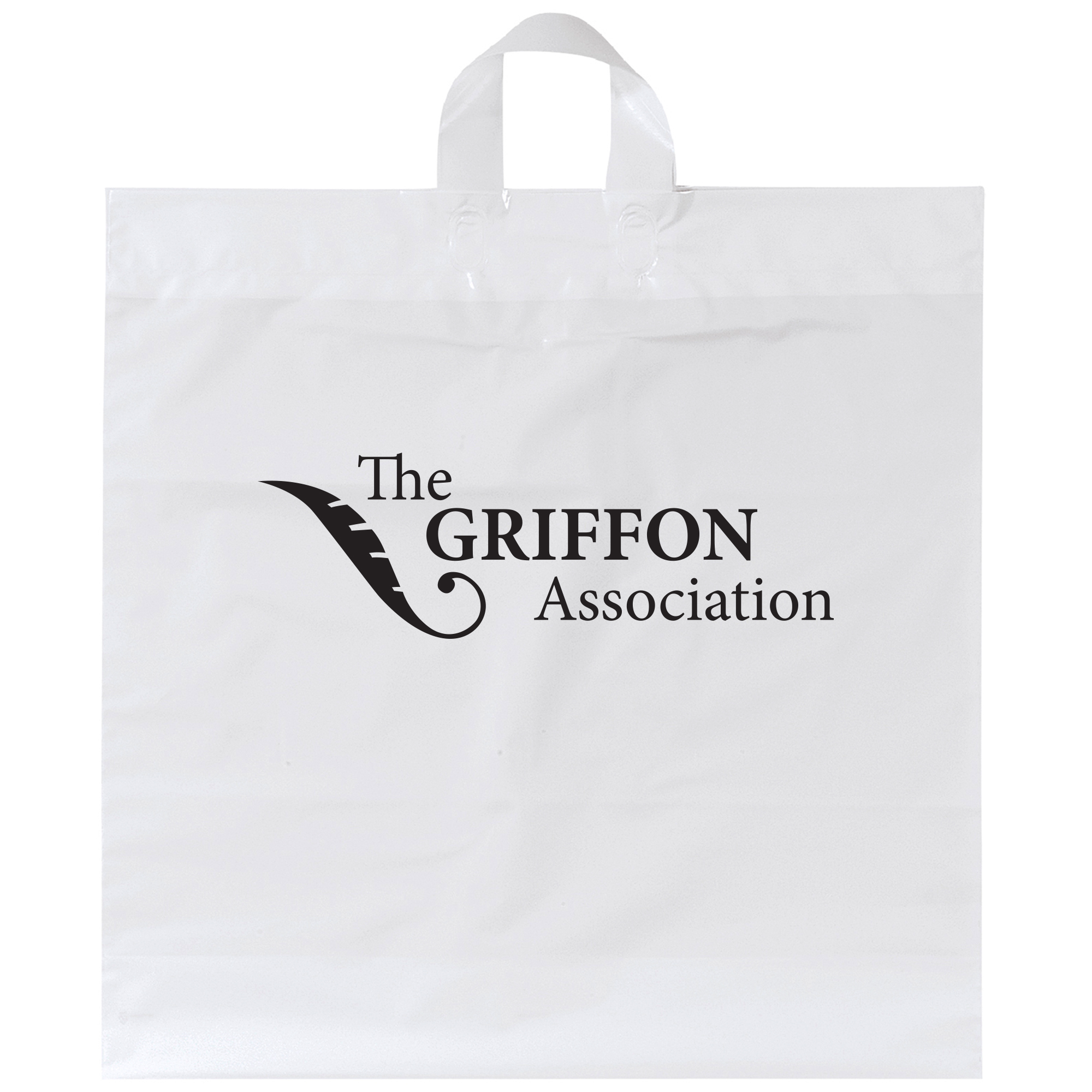 Product Photo 1 White Plastic Grab Bag with Loop Handles, 20" x 20"