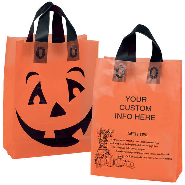 Product Photo 1 Halloween Orange Frosted Pumpkin Shopper, 10" x 13"