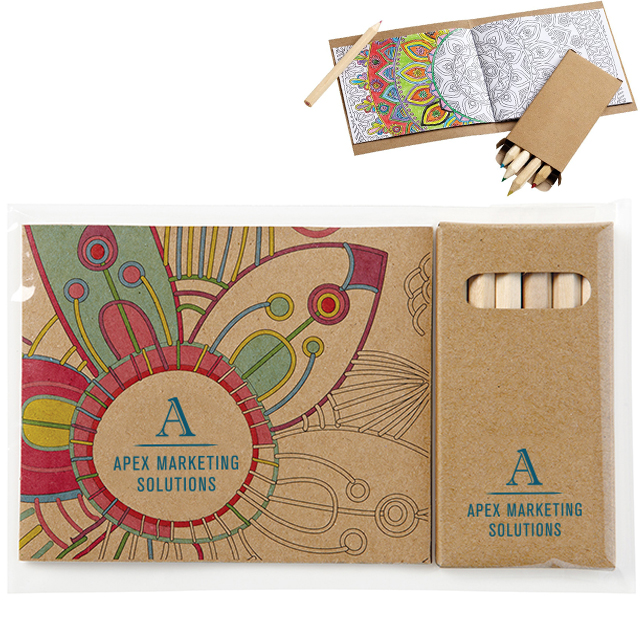 Product Photo 1 Adult Coloring Book & 6-Color Pencil Set To-Go