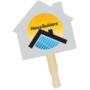 House Shape Hand Fan, Full Color Imprint - AK9087