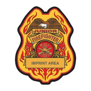 Junior Firefighter Plastic Badge w/ Eagle and Flames - JFB610