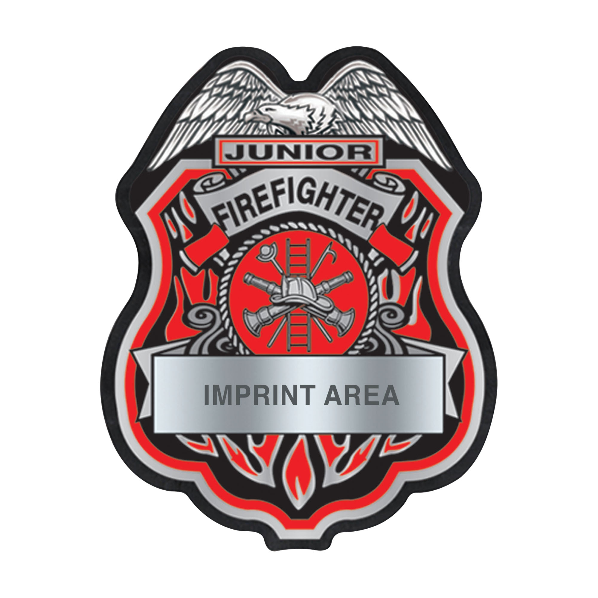 Product Photo 1 Junior Firefighter Silver and Black Plastic Badge