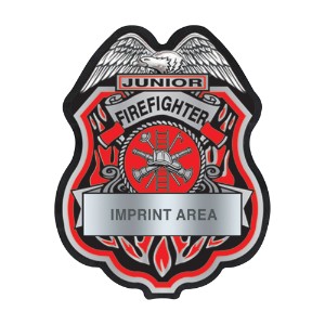 Junior Firefighter Silver and Black Plastic Badge - JFB608