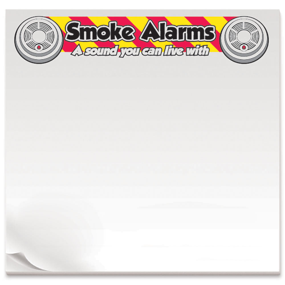Product Photo 1 BIC® Adhesive 50 Sheet Notepad, Smoke Alarms, 3" x 3"