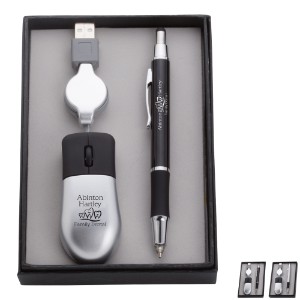 LED Stylus Pen and USB Optical Travel Mouse Set - CF4238