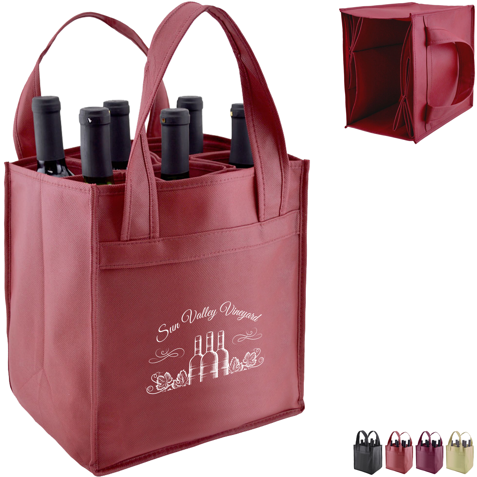 Product Photo 1 Convertible Six Bottle Non Woven Wine Tote