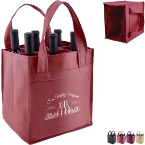 Convertible Six Bottle Non Woven Wine Tote - WP2045