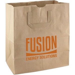 Flat Handle Paper Grocery Bag, 12" x 14" - WP2065