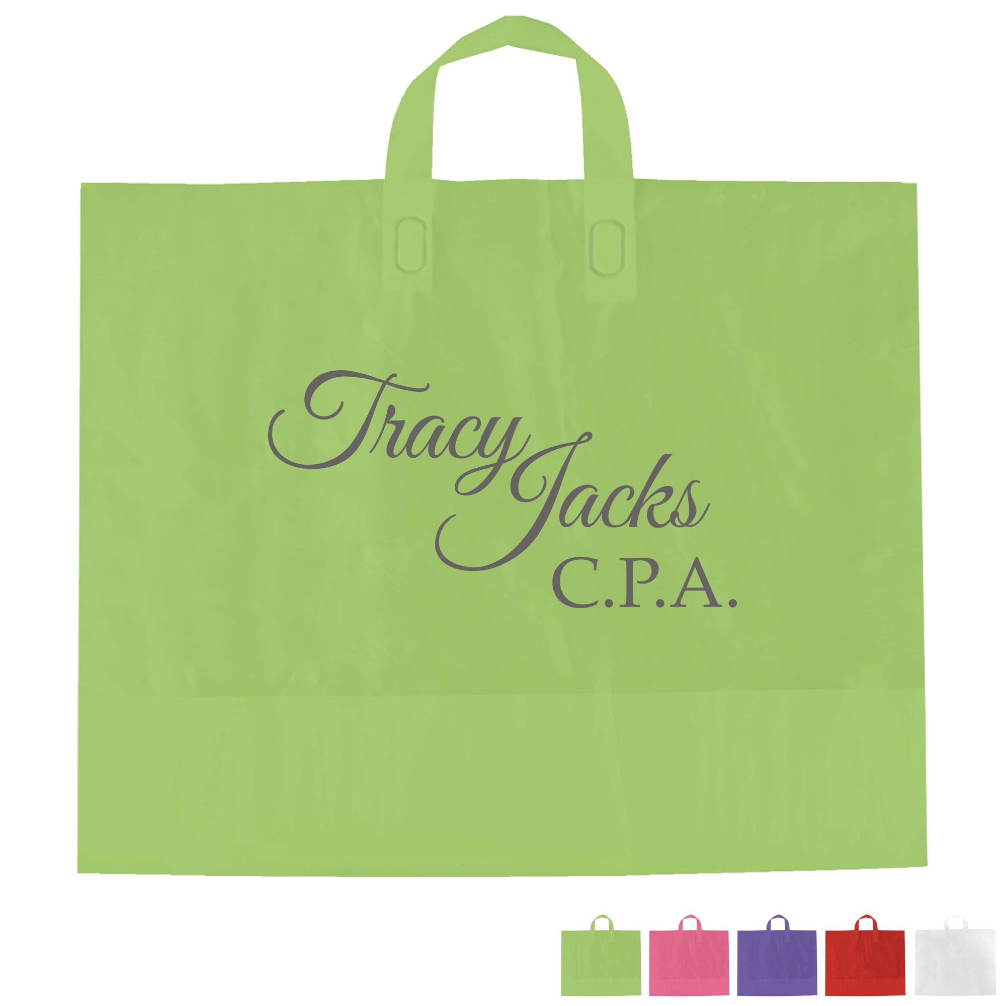 Product Photo 1 Color Frosted Soft Loop Handle Bag, 15" x 16"