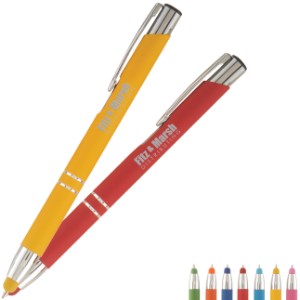 Tres-Chic Soft Coated Bright Barrel Ballpoint Stylus Pen - GS1210