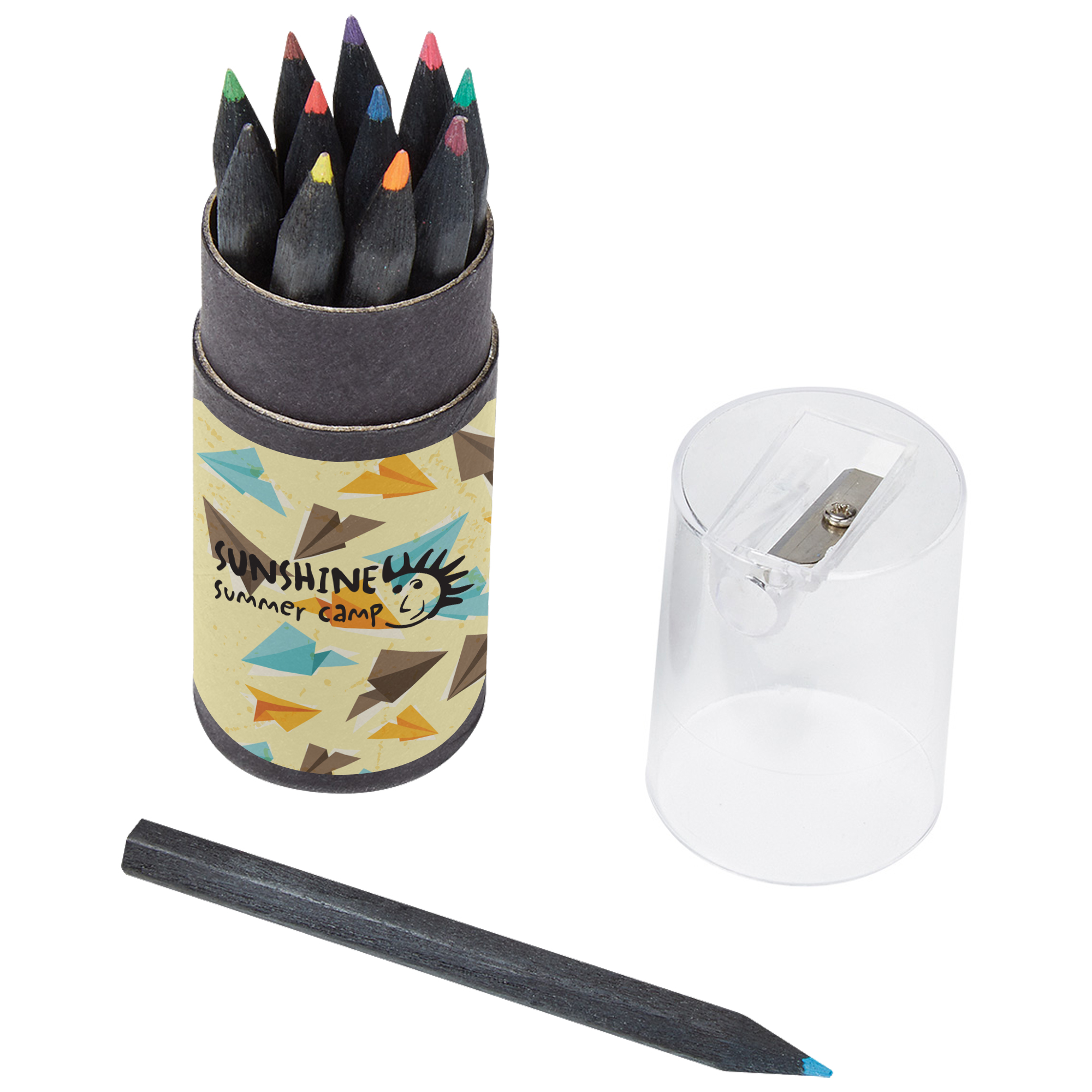 Product Photo 1 Colored Pencils In Matte Black Tube With Sharpener, 12 Piece