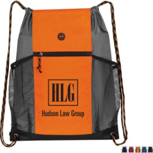 Two-Tone Multi-Pocket 300D Polyester Drawstring Backpack - CT2050