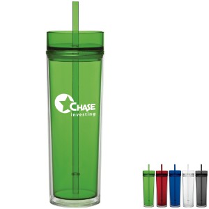 Tube Tumbler with Straw, 16oz. - GB3214