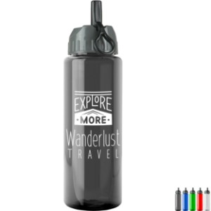Guzzler Transparent Sport Bottle, 32oz. - Ring Straw Lid - GY1936