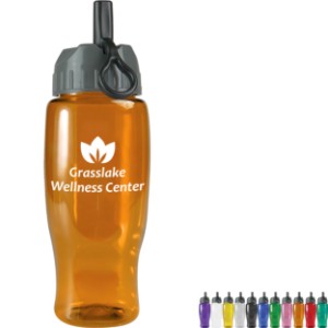 Transparent Grip Poly-Pure Sport Bottle, 27oz. - Ring Straw Lid - GY1933