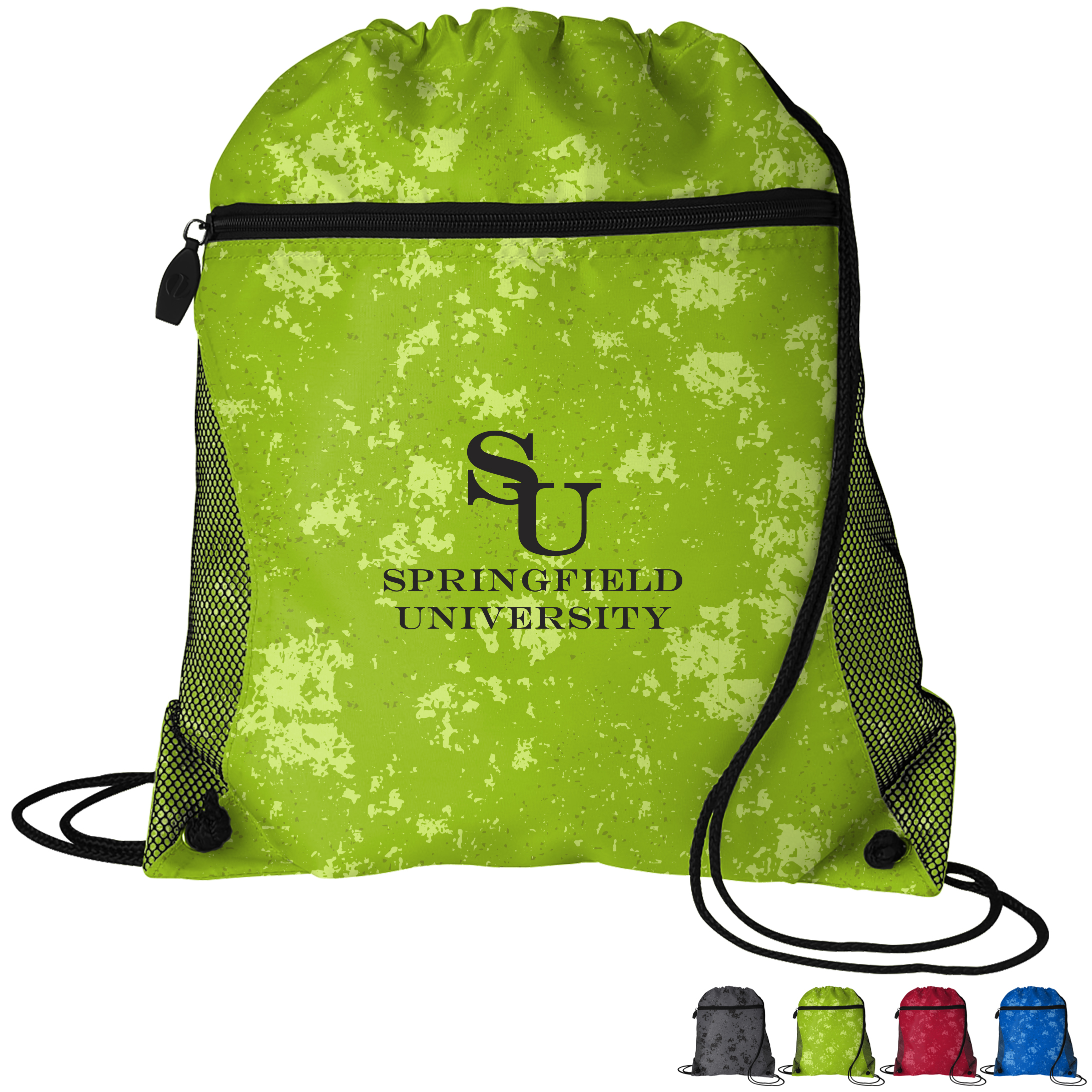 Product Photo 1 Distressed Printed Polyester Mesh Pocket Drawcord Cinchpack