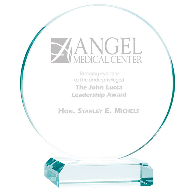 Product Photo 1 Round Jade Glass Award, Large, 6-1/2"