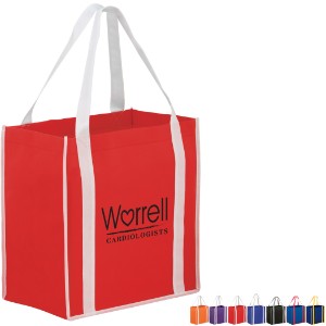 Two-Tone Non-Woven Grocery Shopper with Poly Board Insert - AB1042