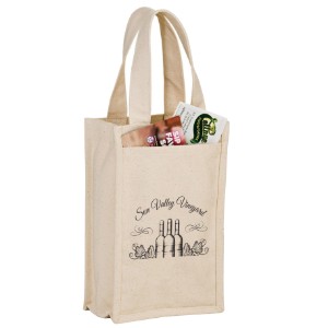 Heavyweight Cotton Canvas Two Bottle Wine Tote - AB1034