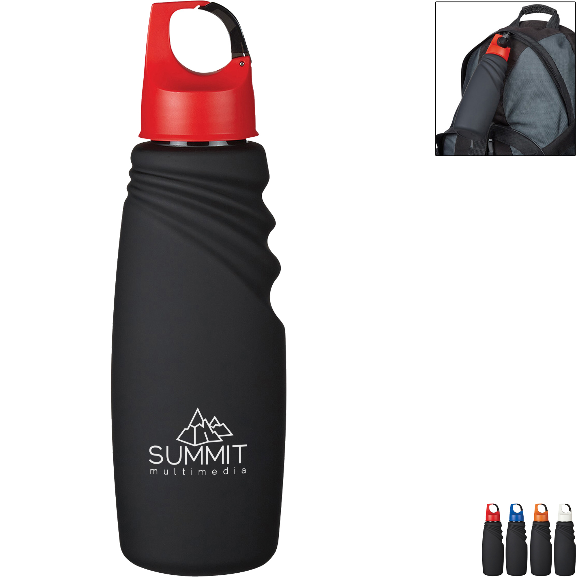 Product Photo 1 Matte Black Crest Carabiner Sports Bottle, 24oz.