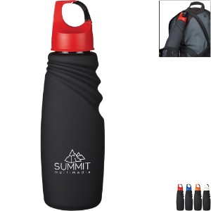 Matte Black Crest Carabiner Sports Bottle, 24oz. - HT4434