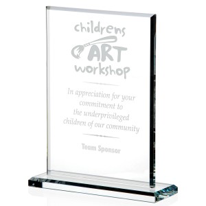 Vertical Gem Cut Starfire Glass Award, 8" - JA5605