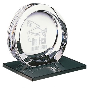 Mario Cioni® High Tech 24% Full Lead Crystal Award on Glass Base, Large, 6-1/2" - JA5760