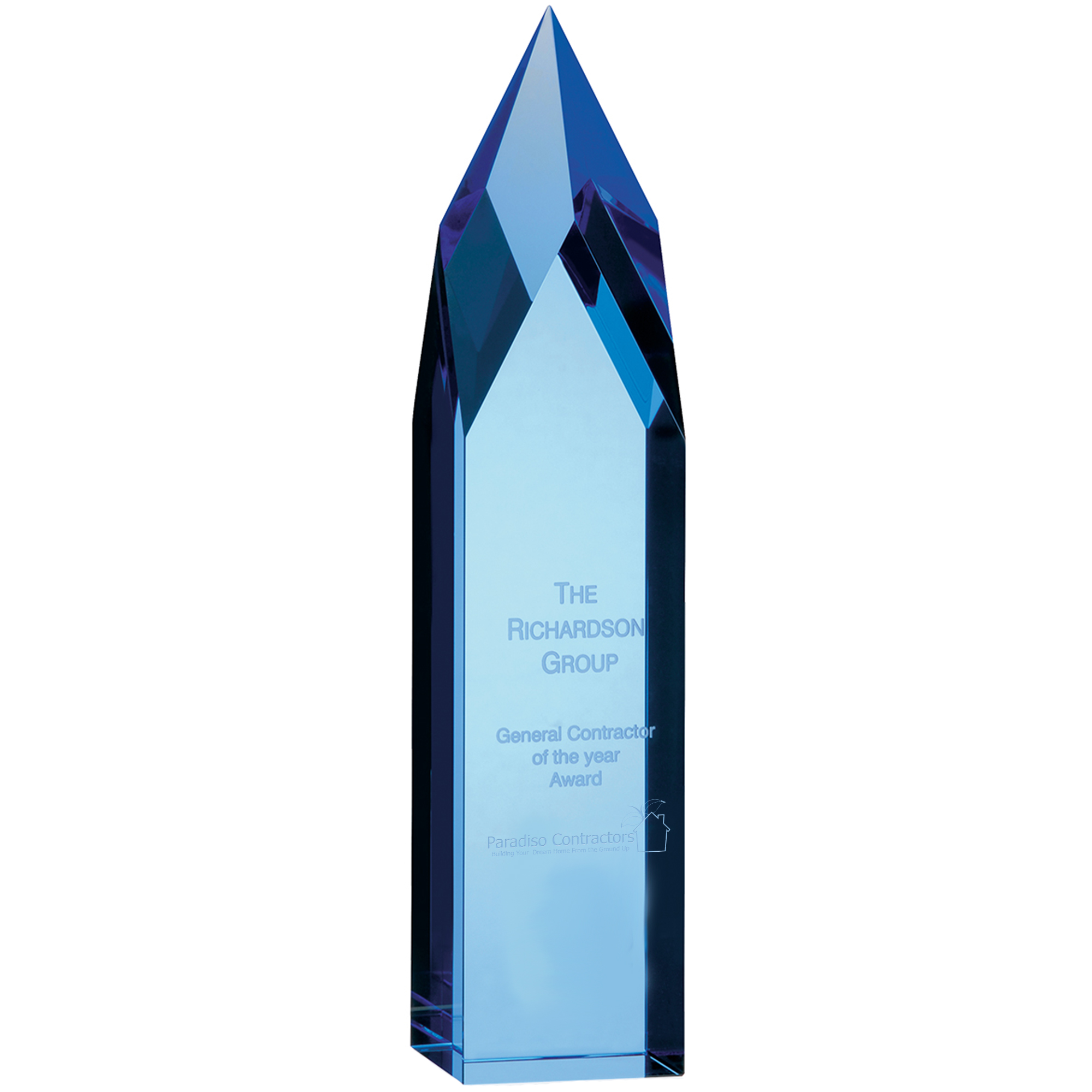 Product Photo 1 Ice Pillar Blue Crystal Award, 11"
