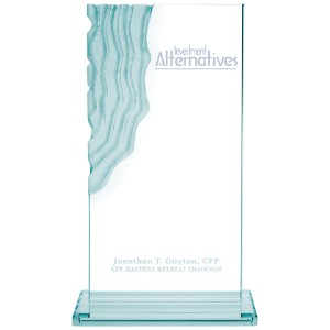Sculpted Waterfall Jade Glass Award, 12-1/2" - JA5850